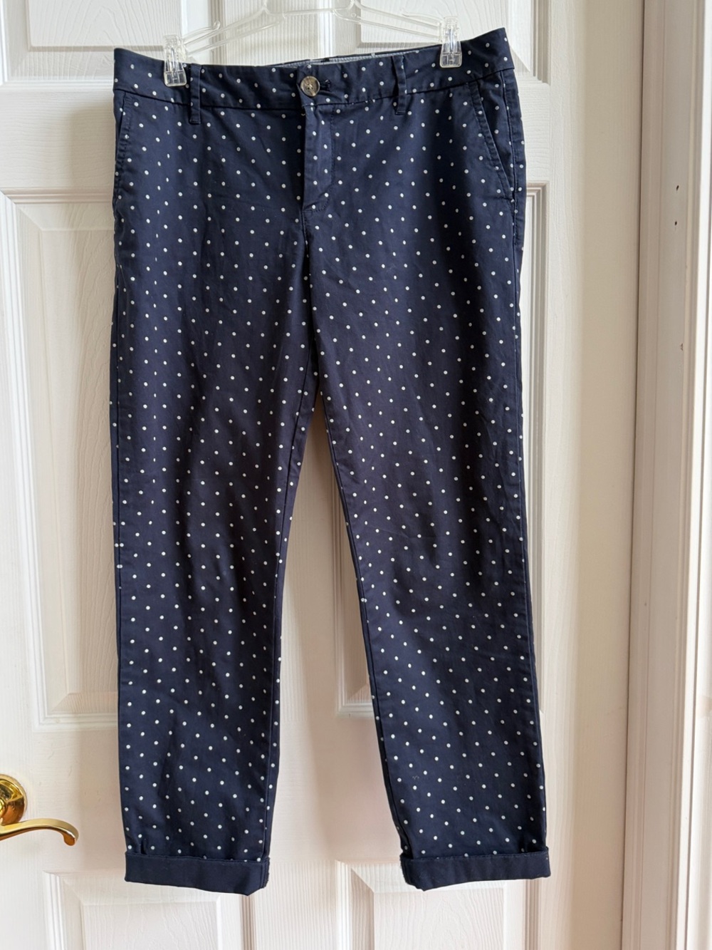 Tommy Hilfiger navy pants with white polka dots